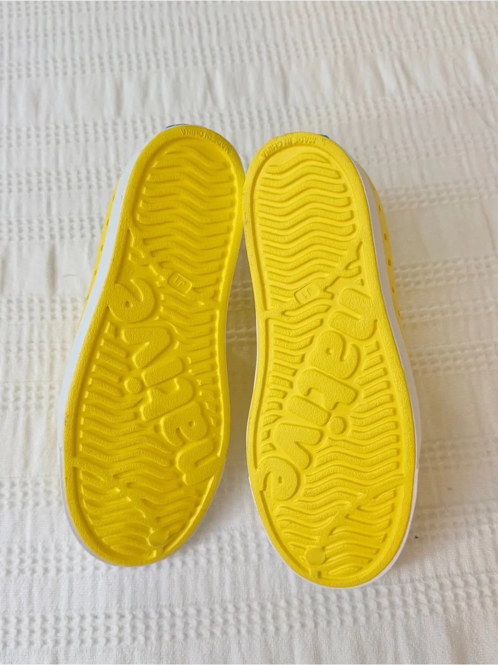 Native Kids Slip-On Water Shoes in Yellow with White Toe